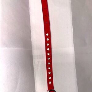 Red Studded Dog Collar with Metal Closure